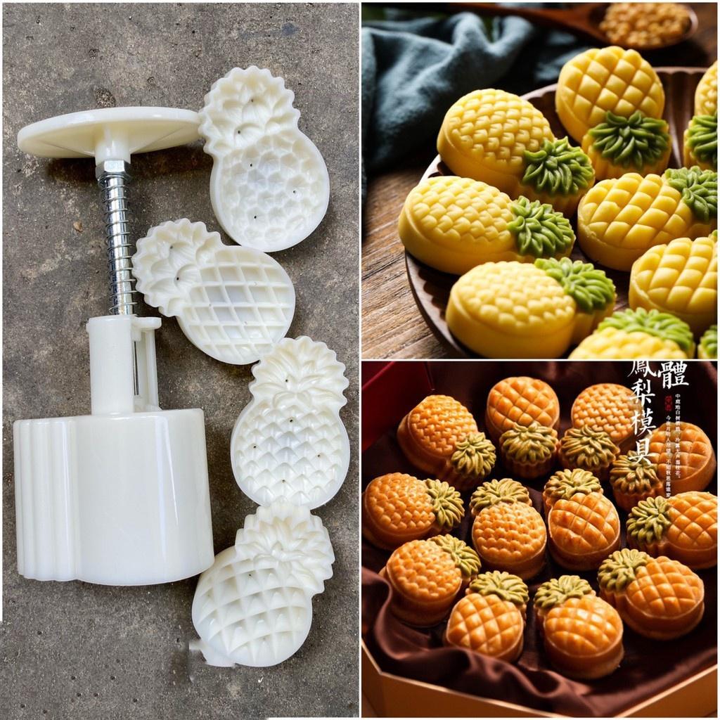 Khuôn Nhấn Bánh Lò Xo 50g 2 Mặt - 4 Mặt Quả Dứa