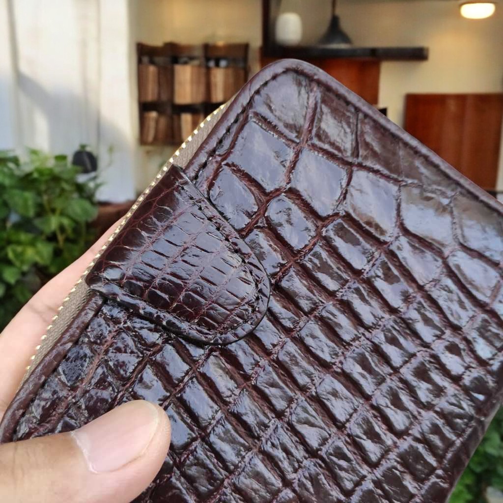 Ví nữ mini Da bụng cá sấu màu nâu đẹp nhẹ nhàng!