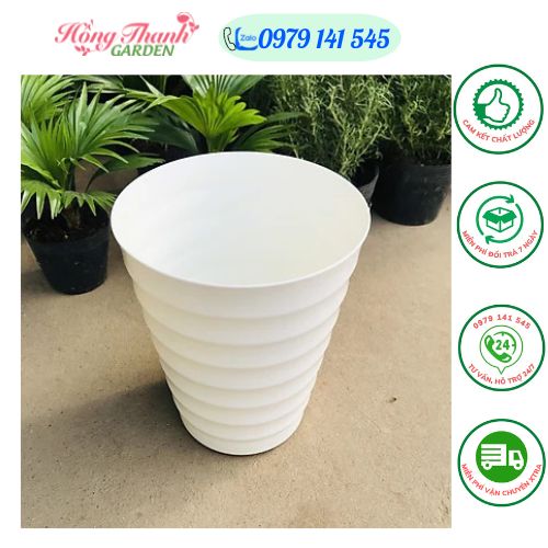 10 Chậu Vòng Tròn Dáng Cao, Chậu Nhựa Trồng Hoa Cây Cảnh Chất Lượng Cao, Bền, Đẹp