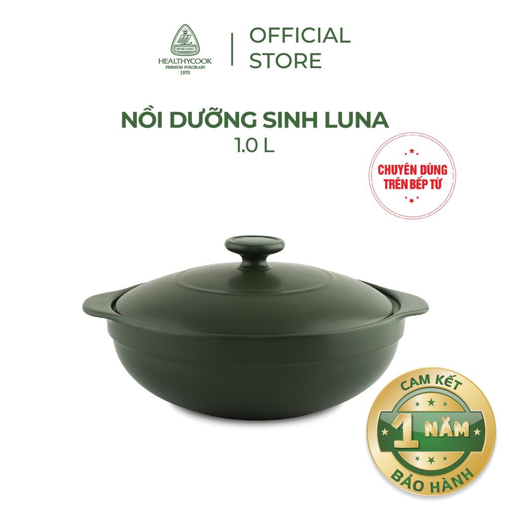 Nồi sứ dưỡng sinh Minh Long - Luna 1.0 L + nắp dùng cho bếp từ