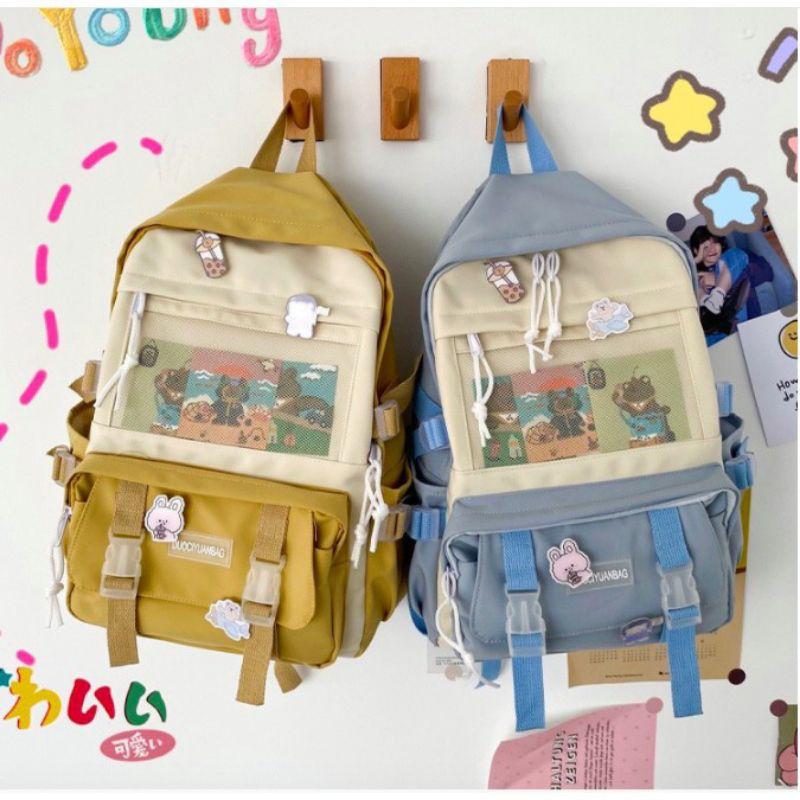 Balo ULZZANG, balo thời trang- BL213, nhiều ngăn, vải chống thấm nước,