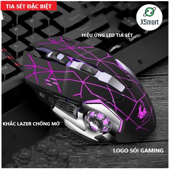 Chuột Game Có Dây FREE WOLF XSmart V5 LED 7 màu cực đẹp chuyên gaming, dây siêu bền, chỉnh được dpi - Hàng Chính Hãng