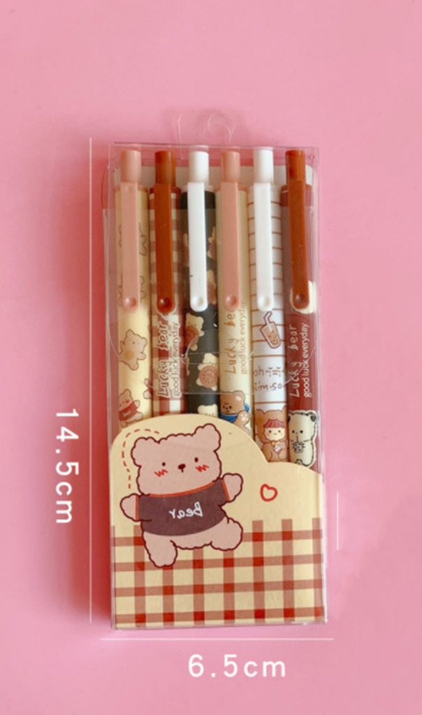 Hộp 6 bút bi bấm hình con vật cute - Set bút viết mực đen nhiều mẫu xinh đồ dùng học tập quà tặng giá rẻ
