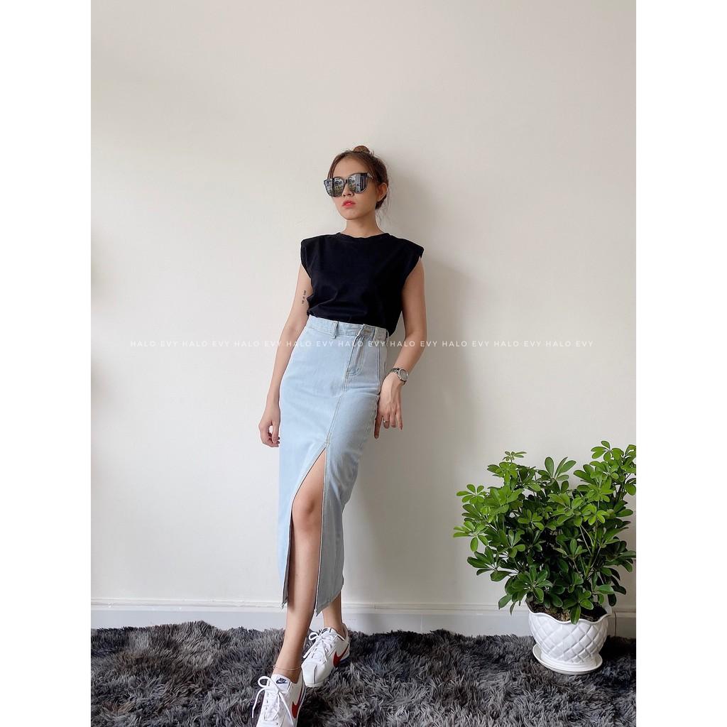 Chân Váy Phong Cách Hàn Quốc - Denim Chữ A Lưng Cao Ôm Dáng Xinh Xắn