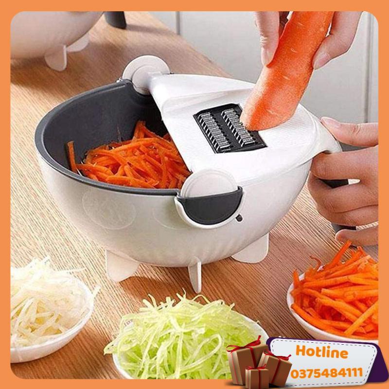 Dụng Cụ Nạo Rau Củ Quả 9 Trong 1 Kèm Rổ Đựng Đa Năng - Hàng Loại 1