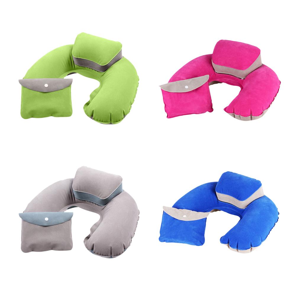 Travel Plane Inflatable U Shape Pillow Comfortable Neck Head Rest Air Soft Cushion