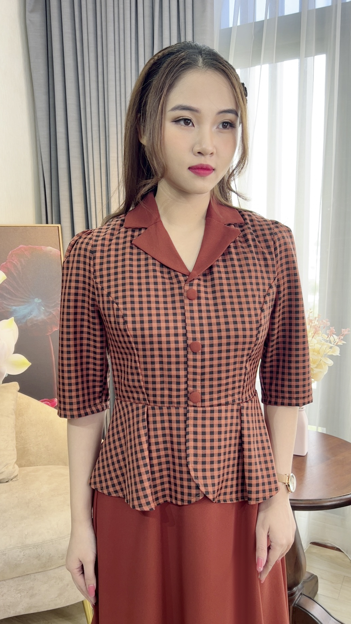 Đầm Quý Bà [ Linh Trà ] (TM 374)Màu Sắc Trẻ Trung Tươi Sáng Sang Trọng Đi Làm Đi Tiệc Cho Trung Niên