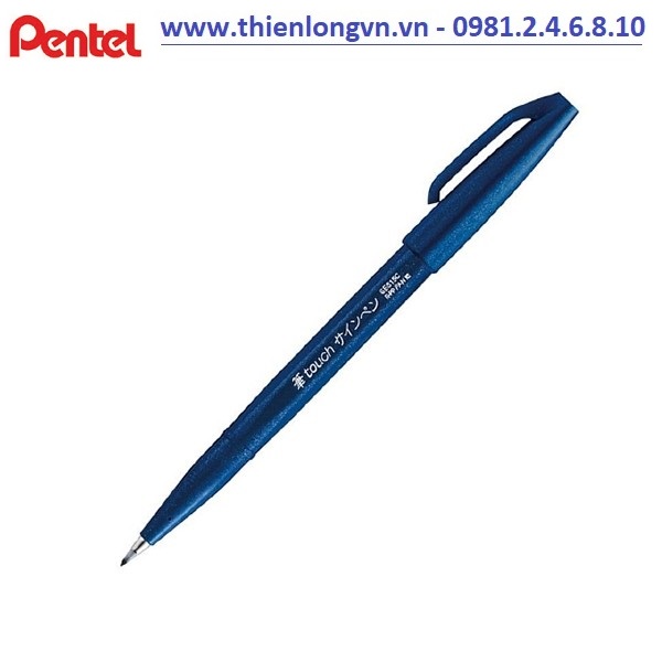 Bút lông viết thư pháp hiện đại Pentel SES15C-C màu xanh; Calligraphy Fude Touch Sign - Blue