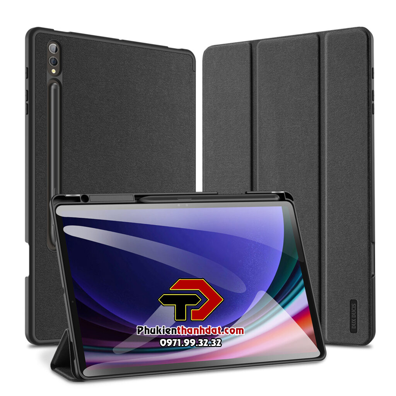 Bao da dành cho SamSung Galaxy Tab S9 FE+ chính hãng Dux Ducis Domo chống sốc, có khay đựng bút - Hàng chính hãng