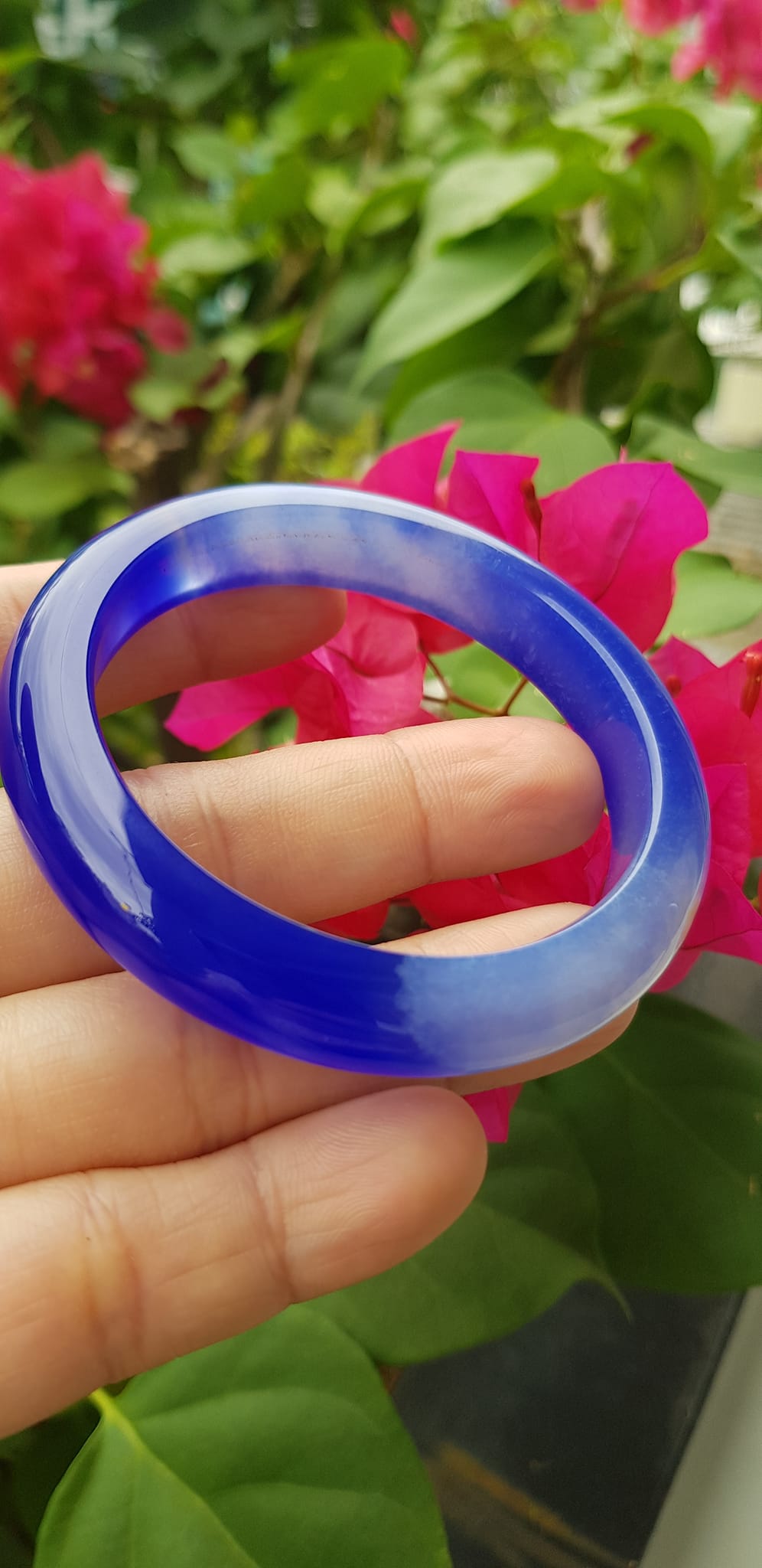 Vòng tay Nữ  Bản Hẹ Đá Mã Não Xanh Dương Đậm nhạt 1 bên đều đẹp Vòng tay Ni 52mm x Cao 11mm x dầy 8mm Nữ mệnh Thủy mệnh môch 50kg - 54kg đeo ạ