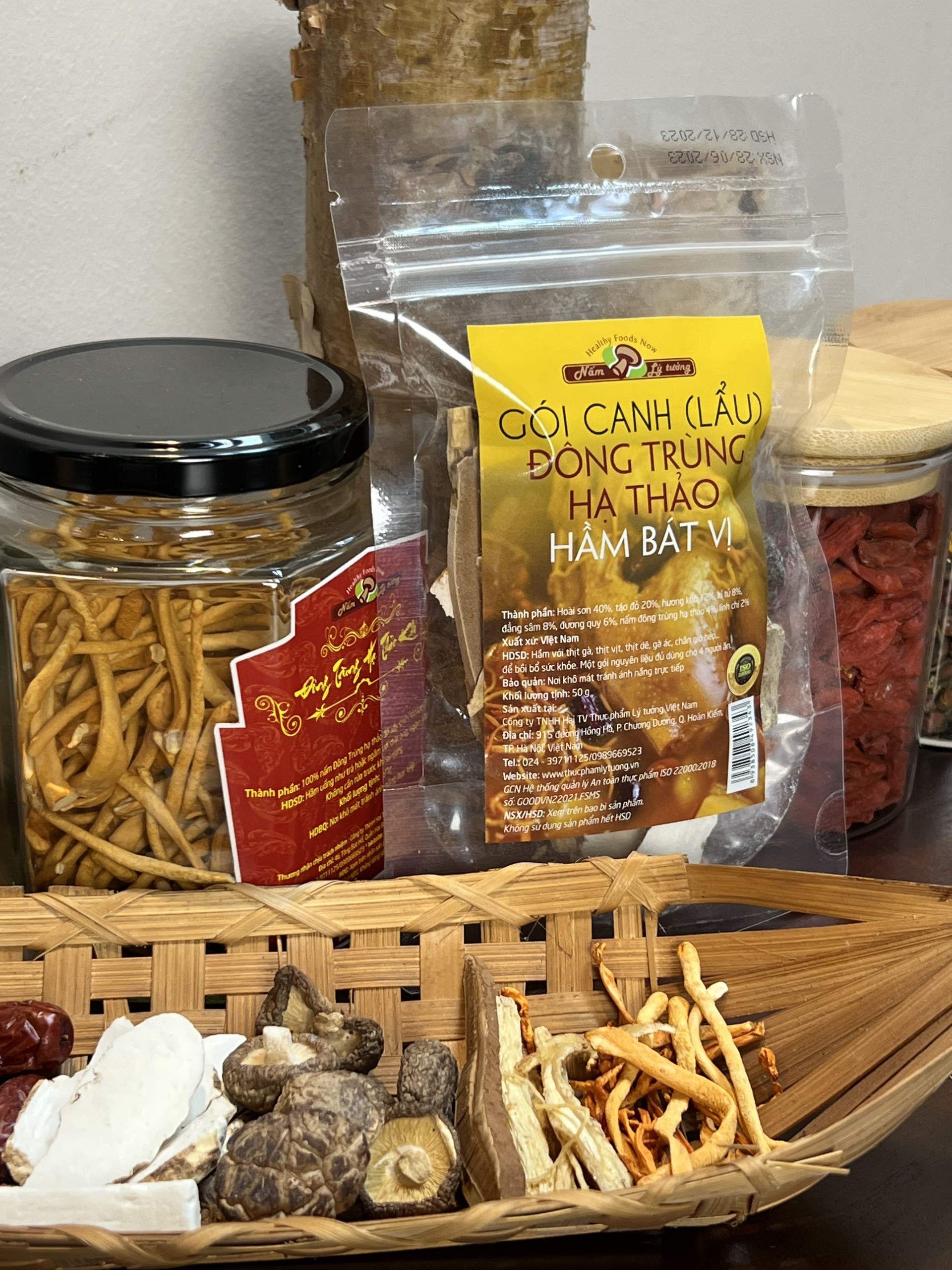 Gói Canh Nấm Đông Trùng Hạ Thảo Hầm Bát Vị Lý Tưởng 50g, Set Nguyên Liệu Làm Lẩu Tại Nhà, Gói Canh Bát Vị