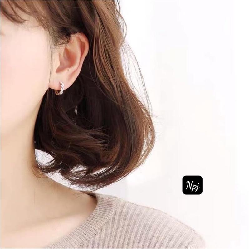 Bông tai bạc nữ vòng tròn kiểu xoắn, trẻ trung năng động -Bạc npj