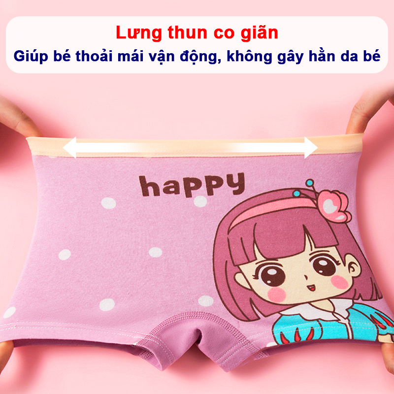 Quần chip bé gái nhiều họa tiết xinh xắn Baby-S, Set 4 quần chip đùi bé gái chất cotton mềm mịn cao cấp – SC027