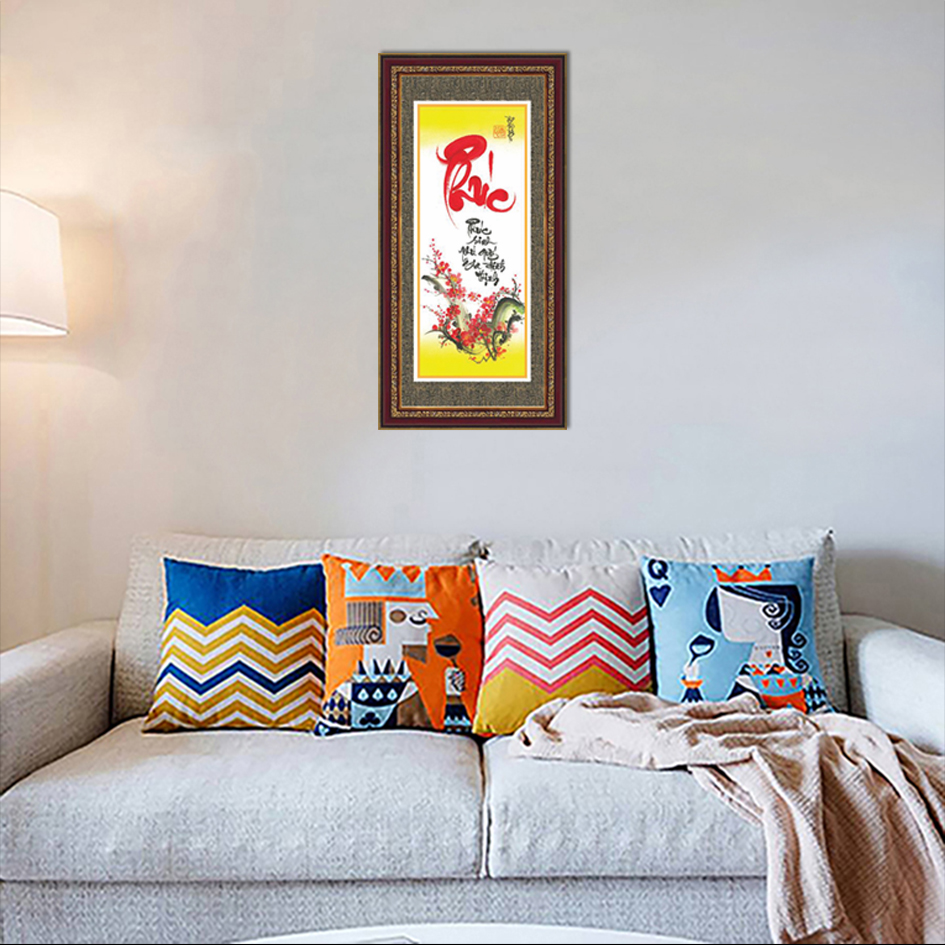 Tranh chữ Phúc thư pháp trang trí phòng khách TPT-30x60-4