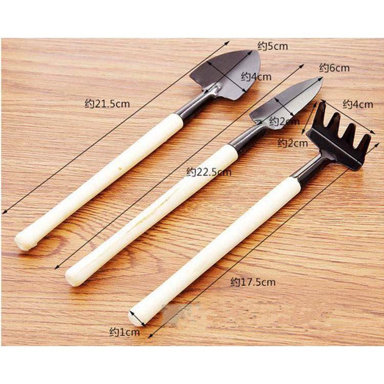Bộ dụng cụ làm vườn mini 3 món xẻng quốc cào tiện dụng
