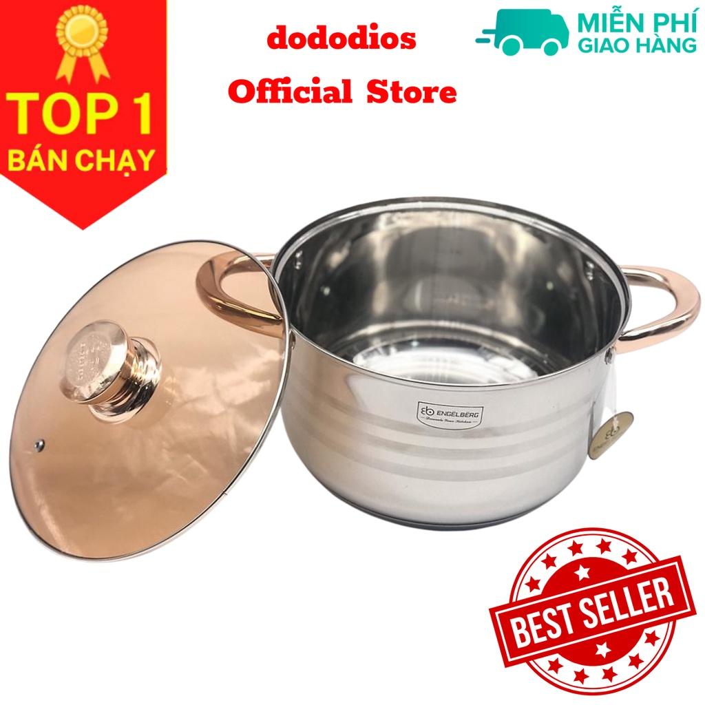 Bộ nồi Đức dododios 6 món 12 chi tiết dùng cho mọi loại bếp, bộ nồi inox dày dặn tráng men vàng kèm nắp kính