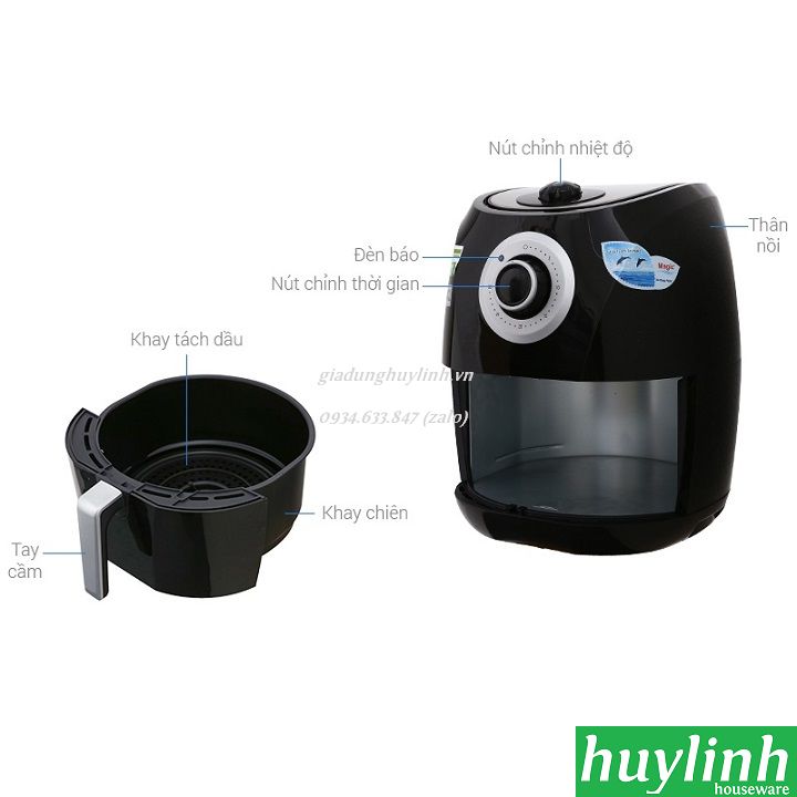 Nồi chiên không dầu Magic Korea A84 - Dung tích 4.4 lít - Công suất 1400W - Hàng chính hãng