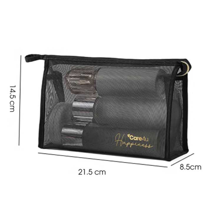 [Tặng mặt nạ Dermal] Túi đựng mỹ phẩm cao cấp tiện lợi Care4u 21.5x8.5x14.5 cm