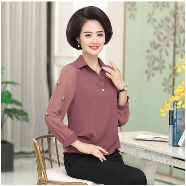 Áo Sơ Mi Nữ Trung Niên Dài Tay Đẹp SM11 - Hàng Quảng Châu Cao Cấp