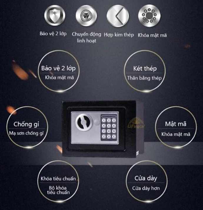 Két sắt mini 17e chống cháy có khóa điện tử chống trộm bảo mật cao, có khe đút tiền hiện đại loại cao cấp 23x17x17(Tặng kèm quà ngẫu nhiên)