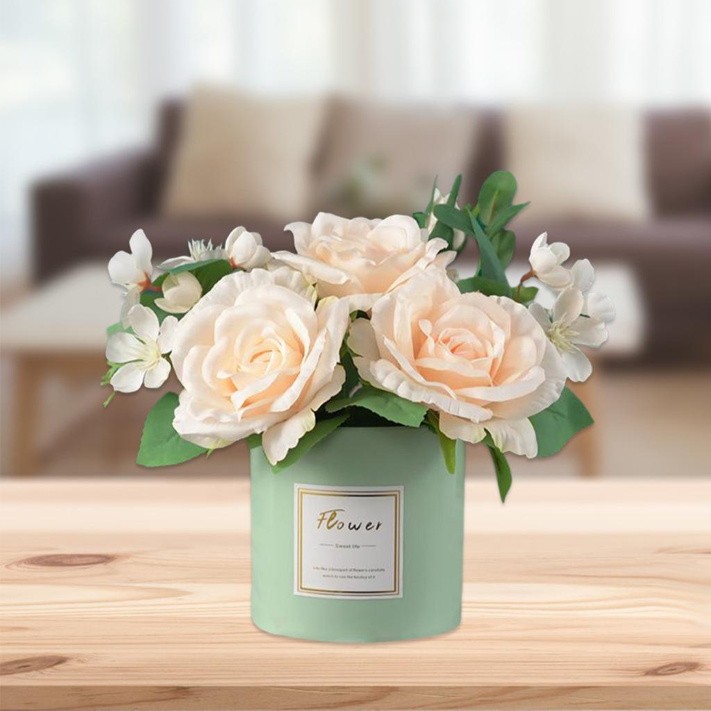 Artificial Flower Plants False Faux Fake Flowers in Vase Decorative with Pot Garden Home Office Table Party Decor