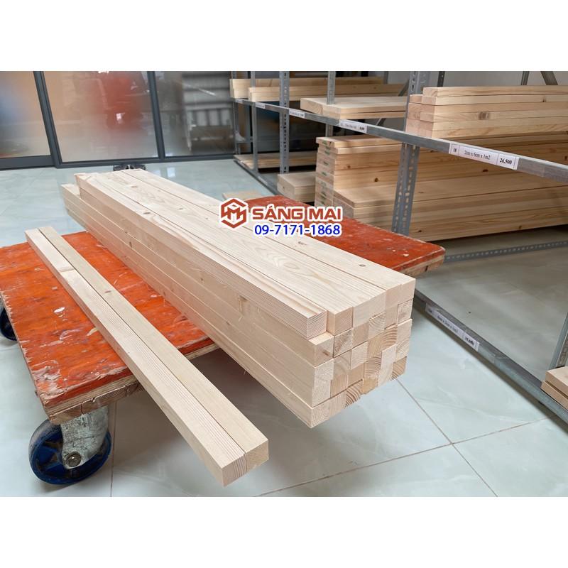 - Thanh gỗ thông vuông 3cm x 3cm x dài 100cm x láng mịn 4 mặt
