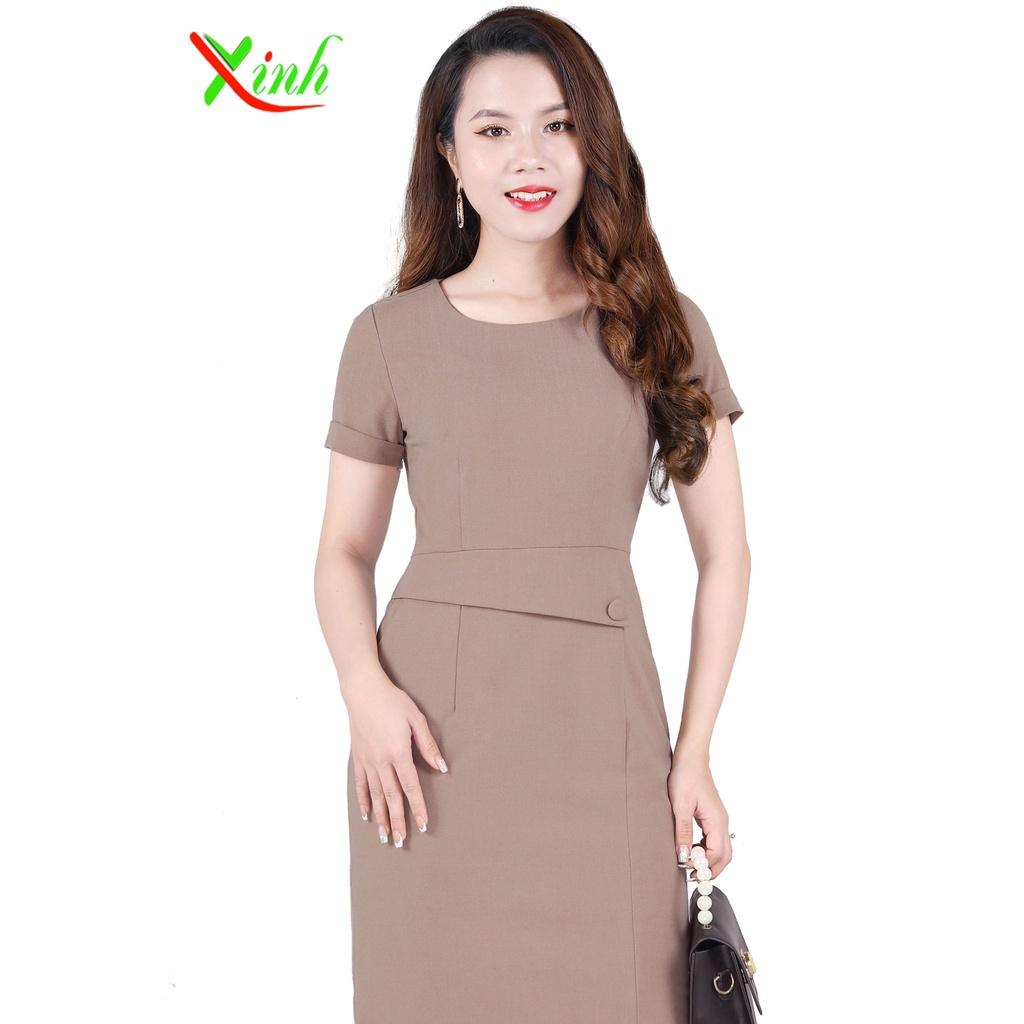 Đầm Suông Xẻ Tà Nhẹ Sang Trọng