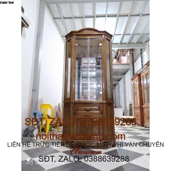 Kệ góc gỗ sồi màu óc chó