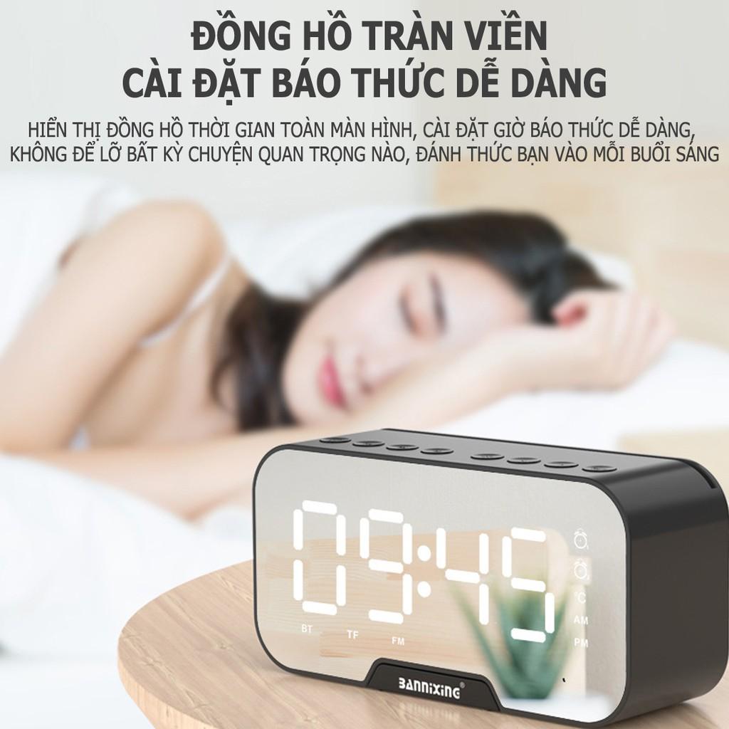 Loa bluetooth kiêm đồng hồ báo thức G10 màn hình tráng gương hiển thị đèn led nghe đài fm radio