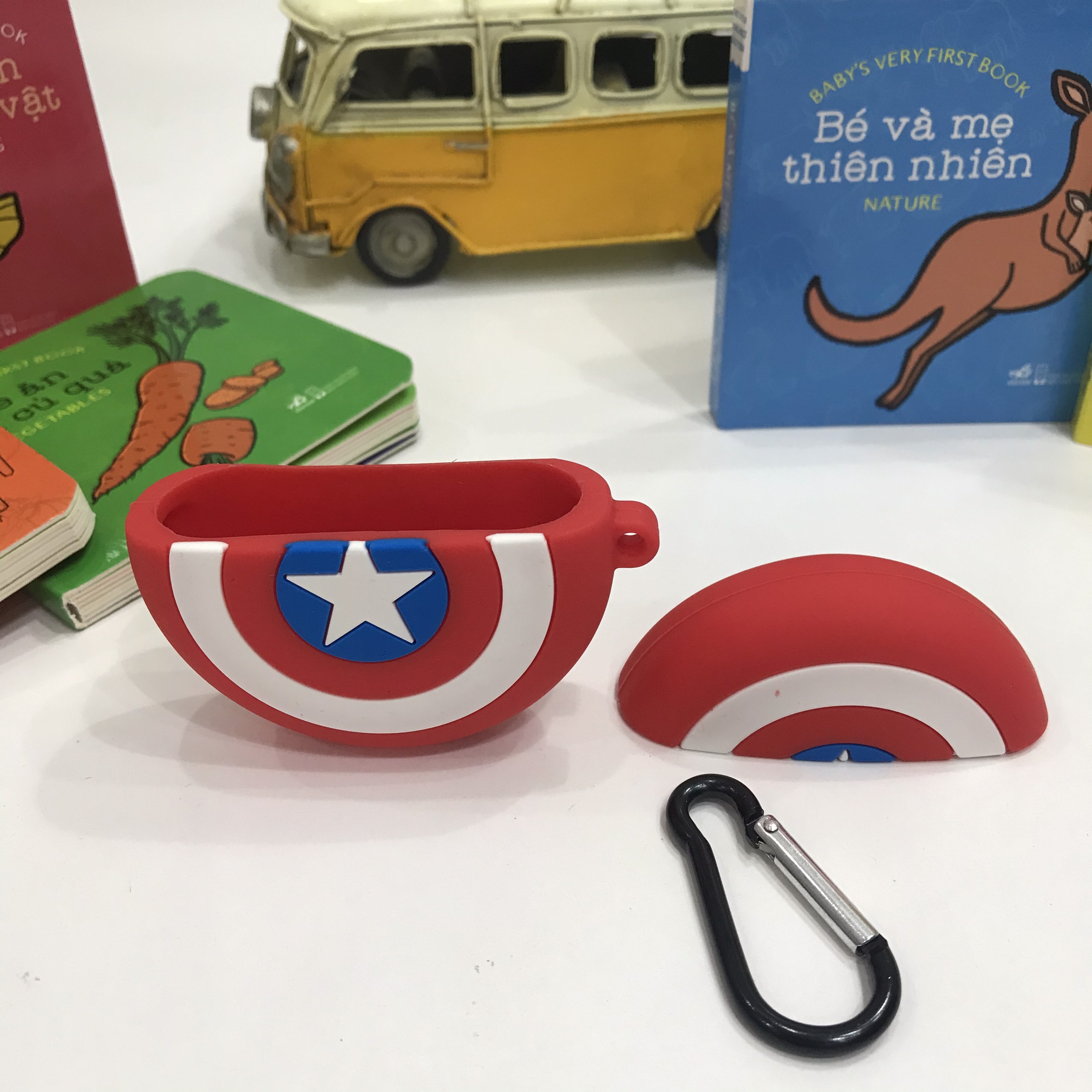 Case Ốp Silicon Dành Cho Tai Nghe Apple Airpods 1/2 - Khiên Captain America - Chống Sốc, Chống Trầy