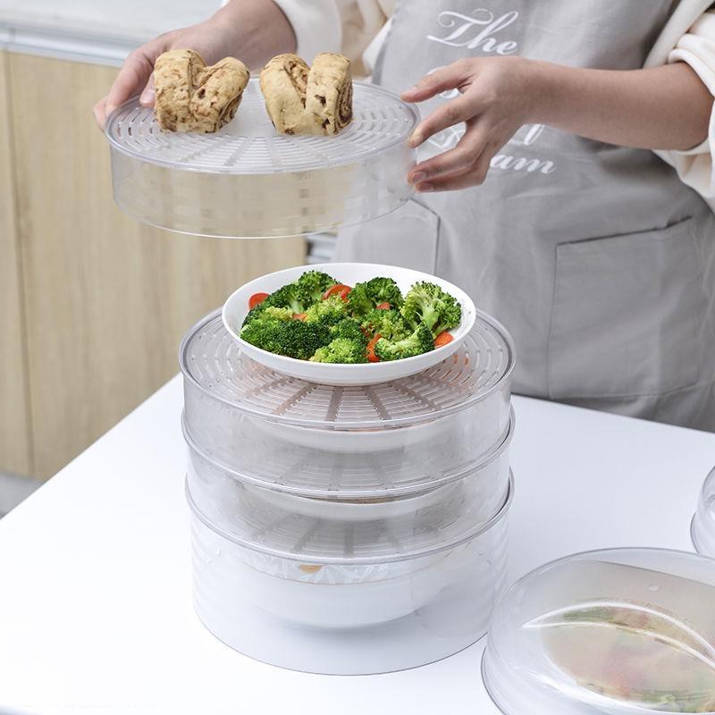 Lồng bàn Nhà của Mẹ giữ nhiệt, chống bụi, côn trùng 4 tầng, 5 ngăn (thiết kế lỗ hở giữa các ngăn) chất liệu nhựa PP trong suốt cao cấp