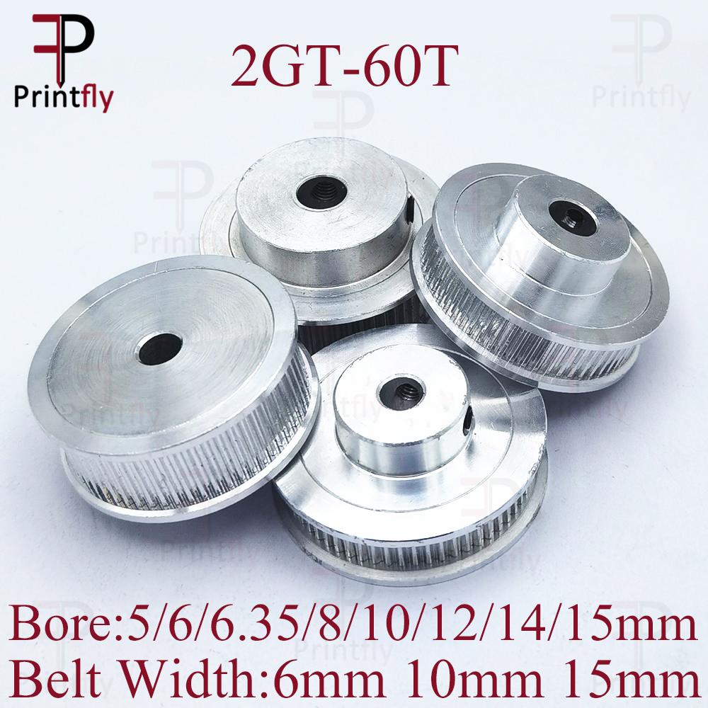 Bản in 2GT 60 răng 2GT Thời gian ròng rọc Bore 5/6/6,35/8/10/12/14/15mm cho GT2 Mở Thời gian mở rộng 6 mm/10/15mm Máy in 3D