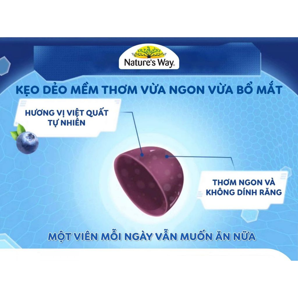 Kẹo Dẻo Bổ Mắt Nature's Way Kids Smart Vita Gummies Blue Light Eye Defense (Chai 50 Viên)