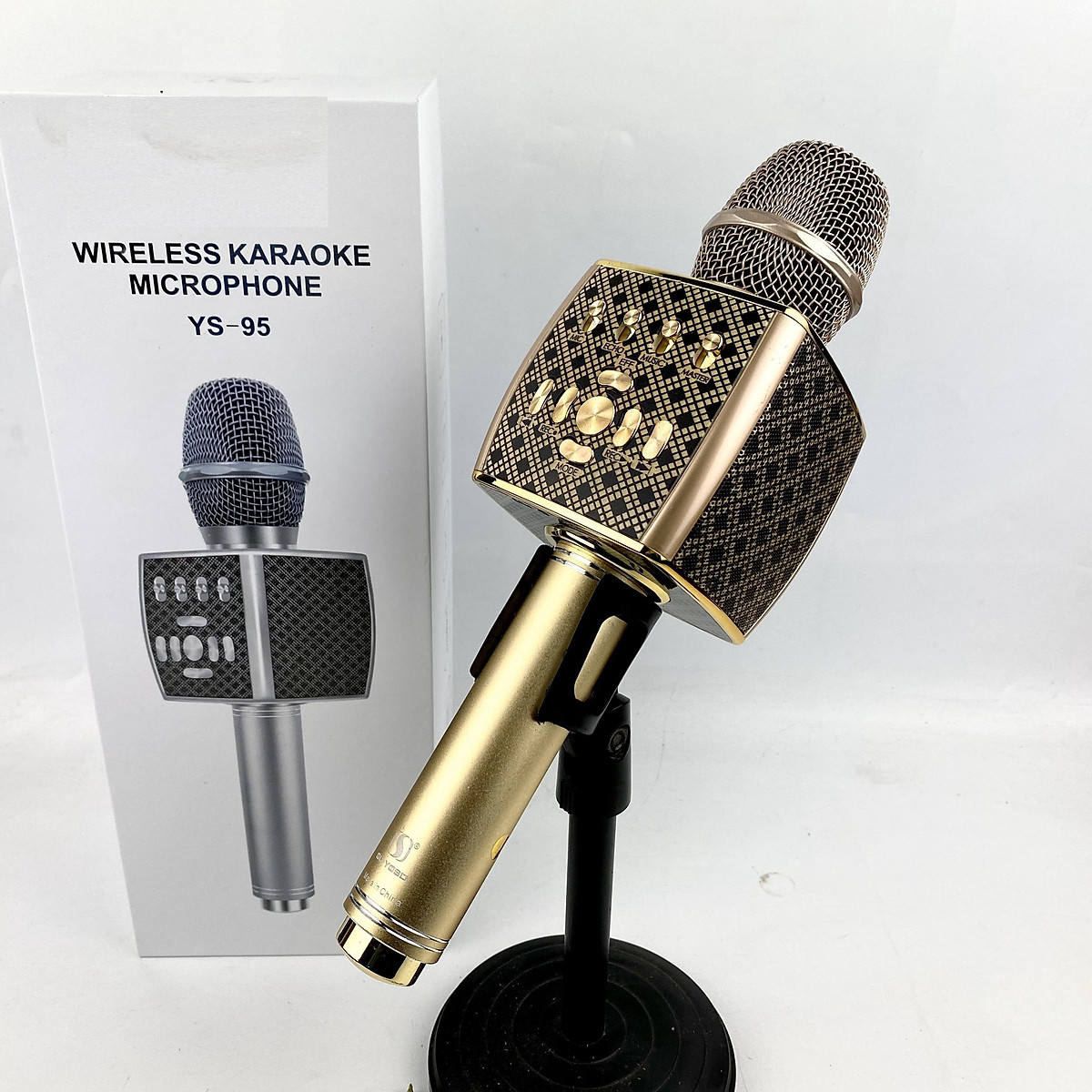 MiCRO Karaoke kèm loa bluetooth SU-YOSD YS-95: Thiết kế dây kết nối âm thanh cộng hưởng ra loa khác, Micro livsstream