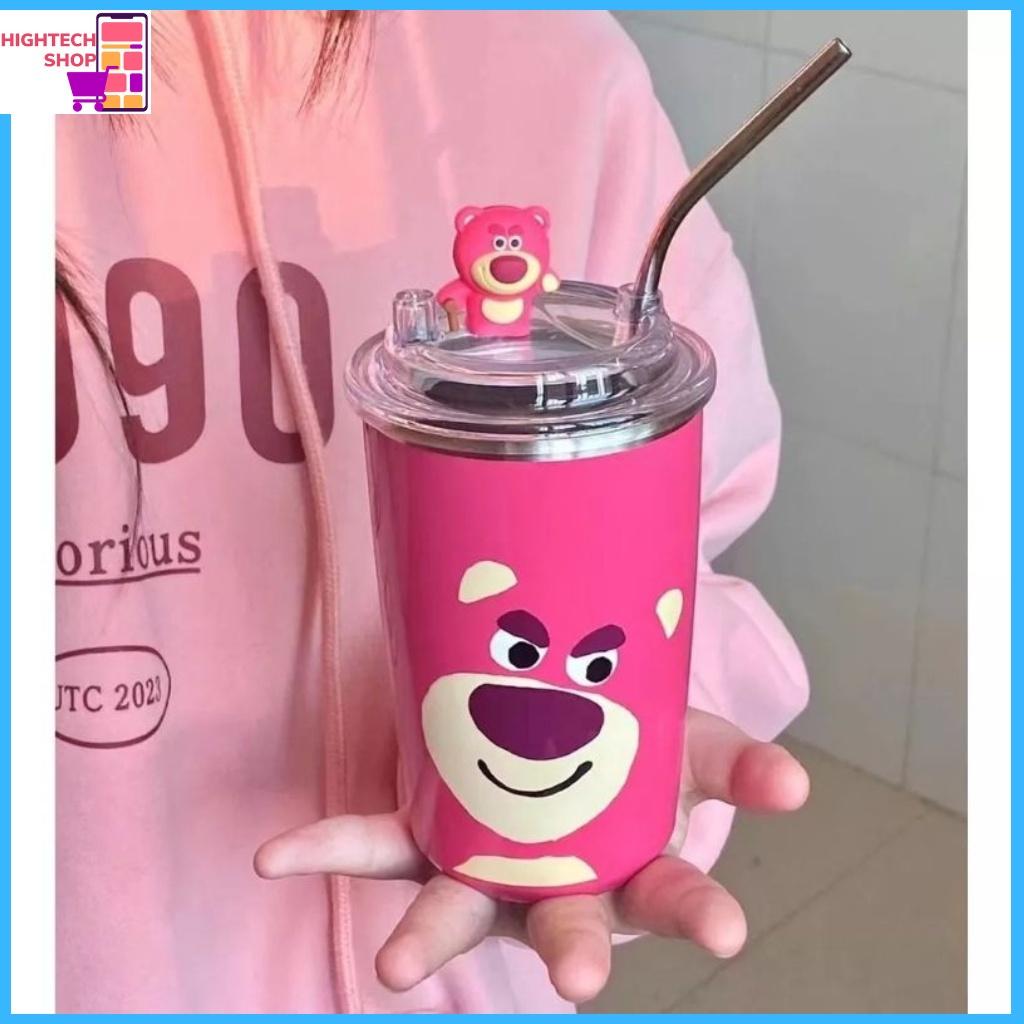 LY GIỮ NHIỆT GẤU DÂU LOTSO 450ML KÈM ỐNG HÚT CAO CẤP SIÊU DỄ THƯƠNG TIỆN LỢI