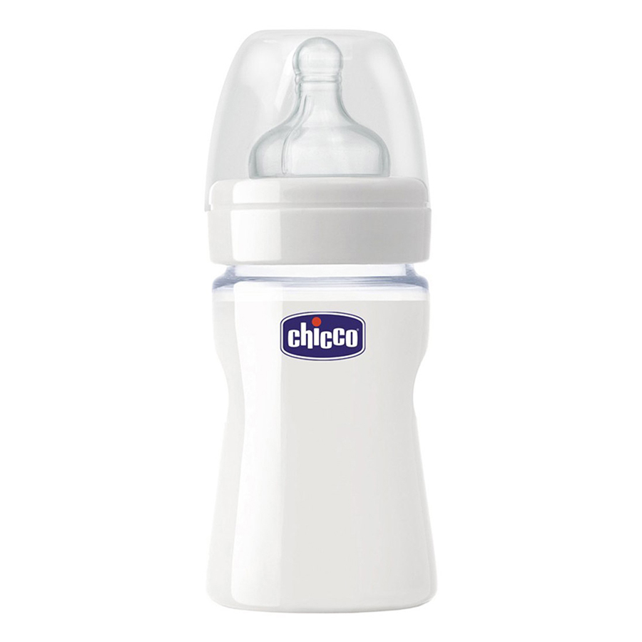 Bộ 2 bình thủy tinh tự nhiên núm silicone Chicco 150ml