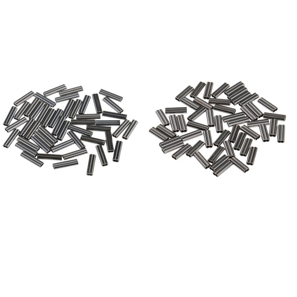 100Pcs Double Barrel Copper Fishing Crimp Sleeves for Rig Making 1mm & 0.8mm
