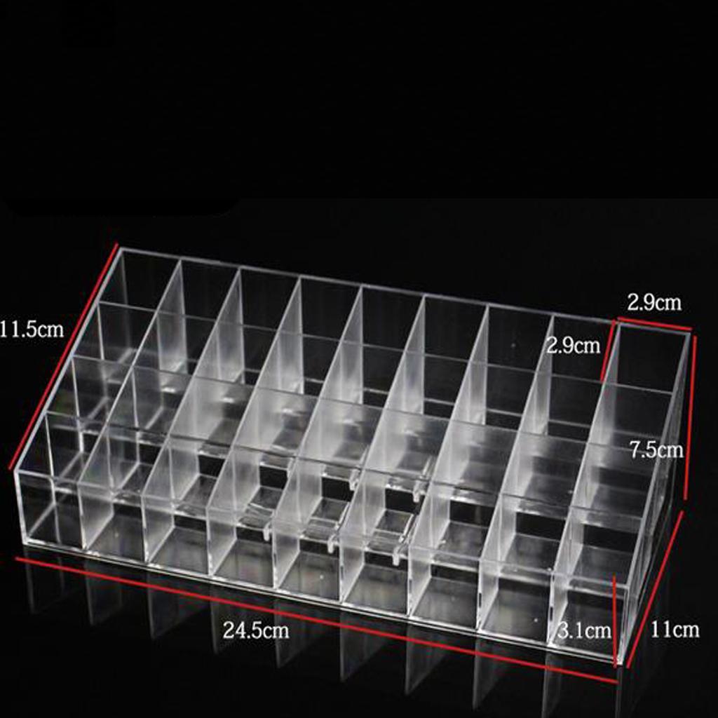 24 Grids Lipstick Nail Holder Display Clear Acrylic Makeup Organizer