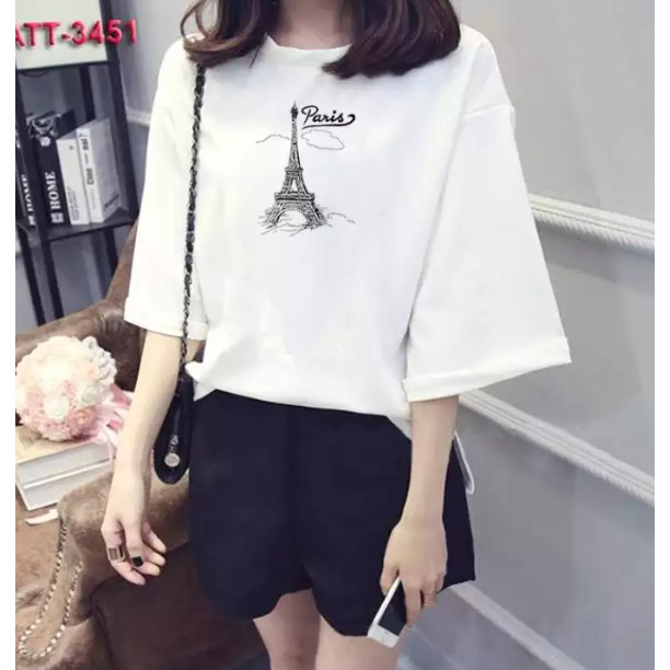 Áo Thun tay lỡ cho cả Nam và Nữ đẹp! Hình THÁP PARIS