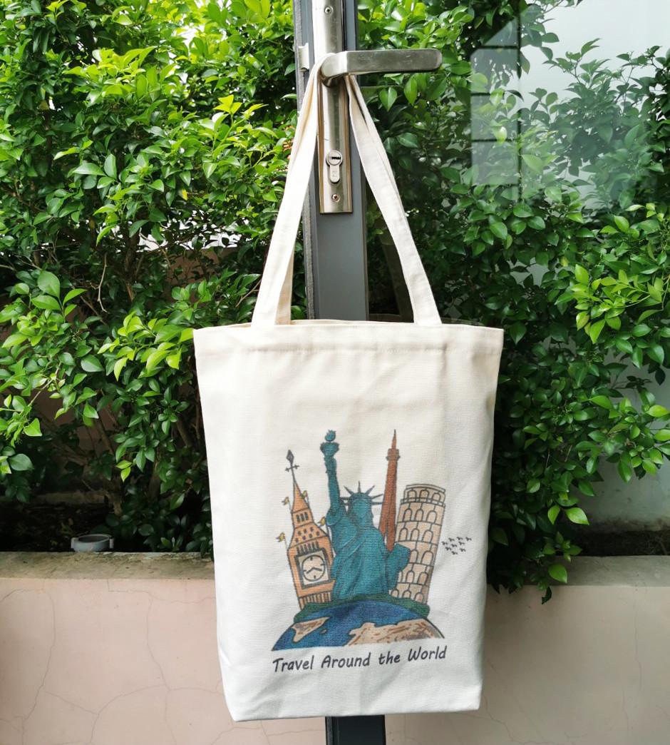 Túi canvas tote Travel Around The World