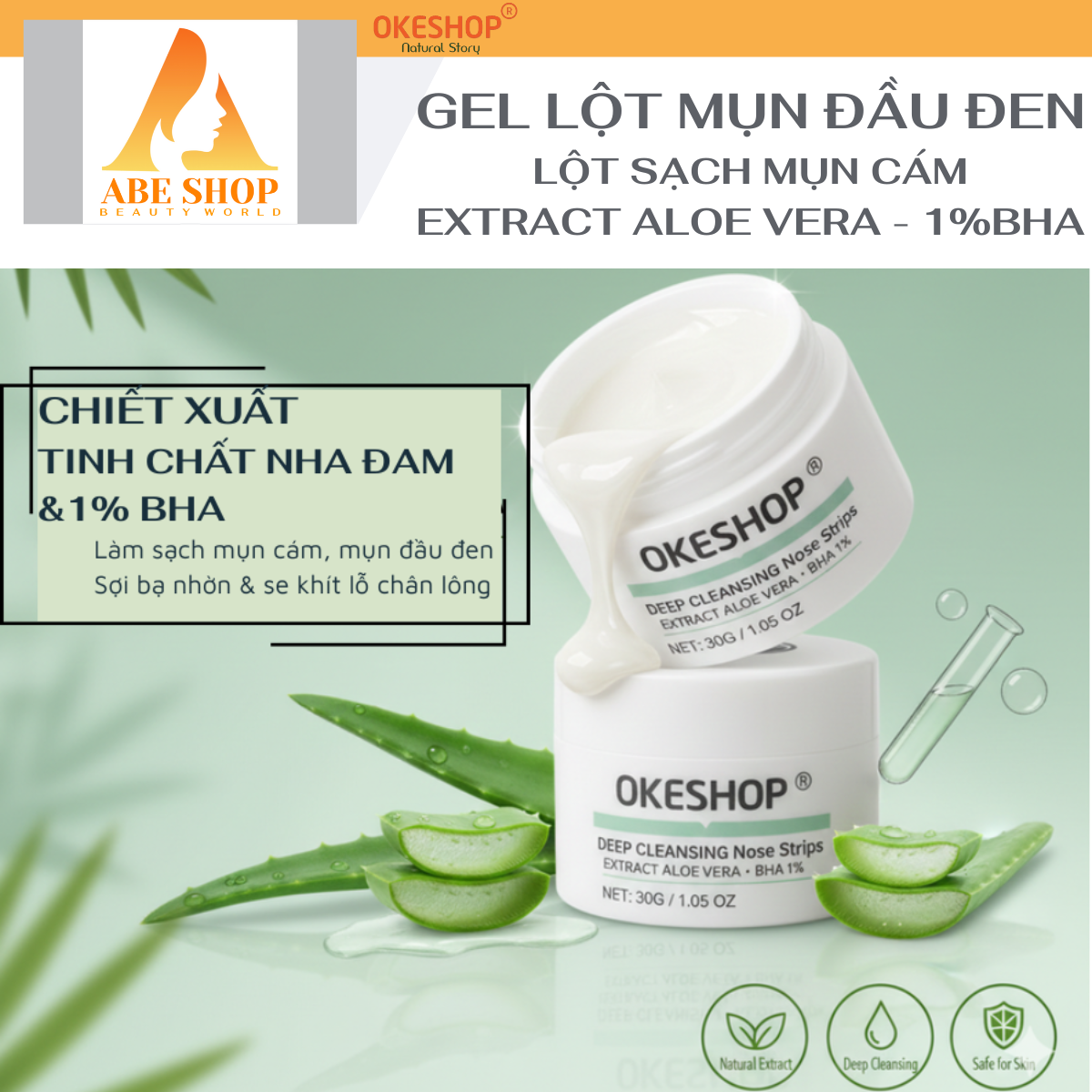 Gel Lột Mụn OKESHOP 30ml - Giải Pháp Loại Bỏ Mụn Đầu Đen - Mụn Cám - Bạ Nhờn - Làm Sạch Sâu Và Thu Nhỏ Lỗ Chân Lông