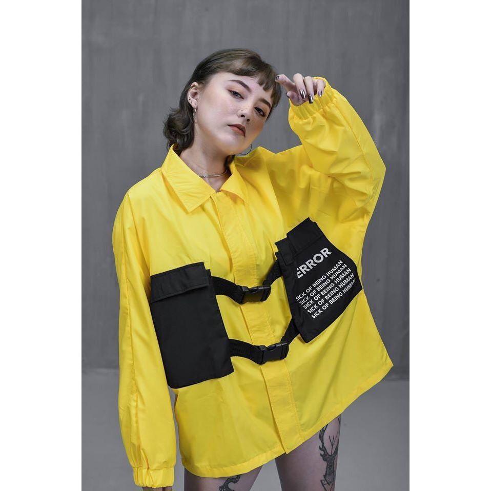 Áo khoác dù unisex Cổ Sơ Mi Túi phong cách ulzzang WIND