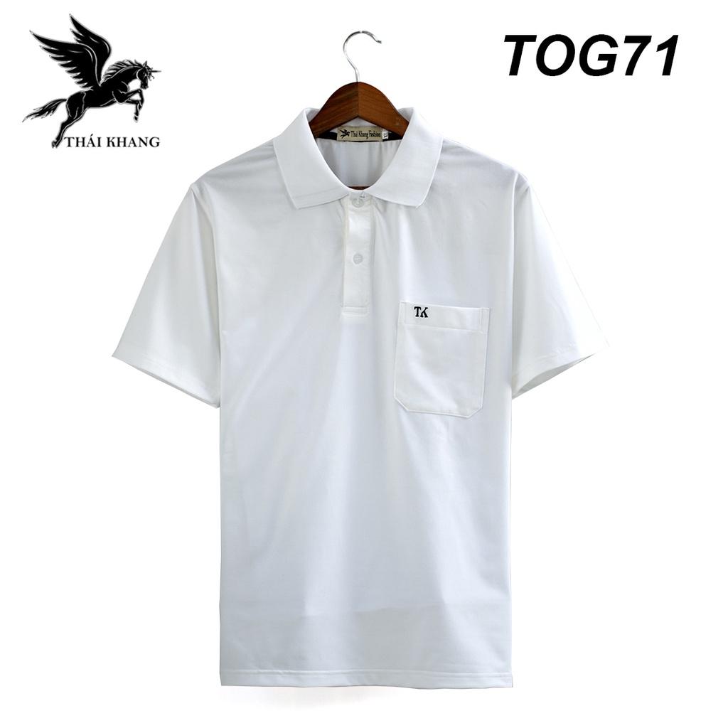 Áo polo nam ngắn tay trung niên vải cotton dệt riêng cho Thái Khang loại áo polo form rộng TOG7