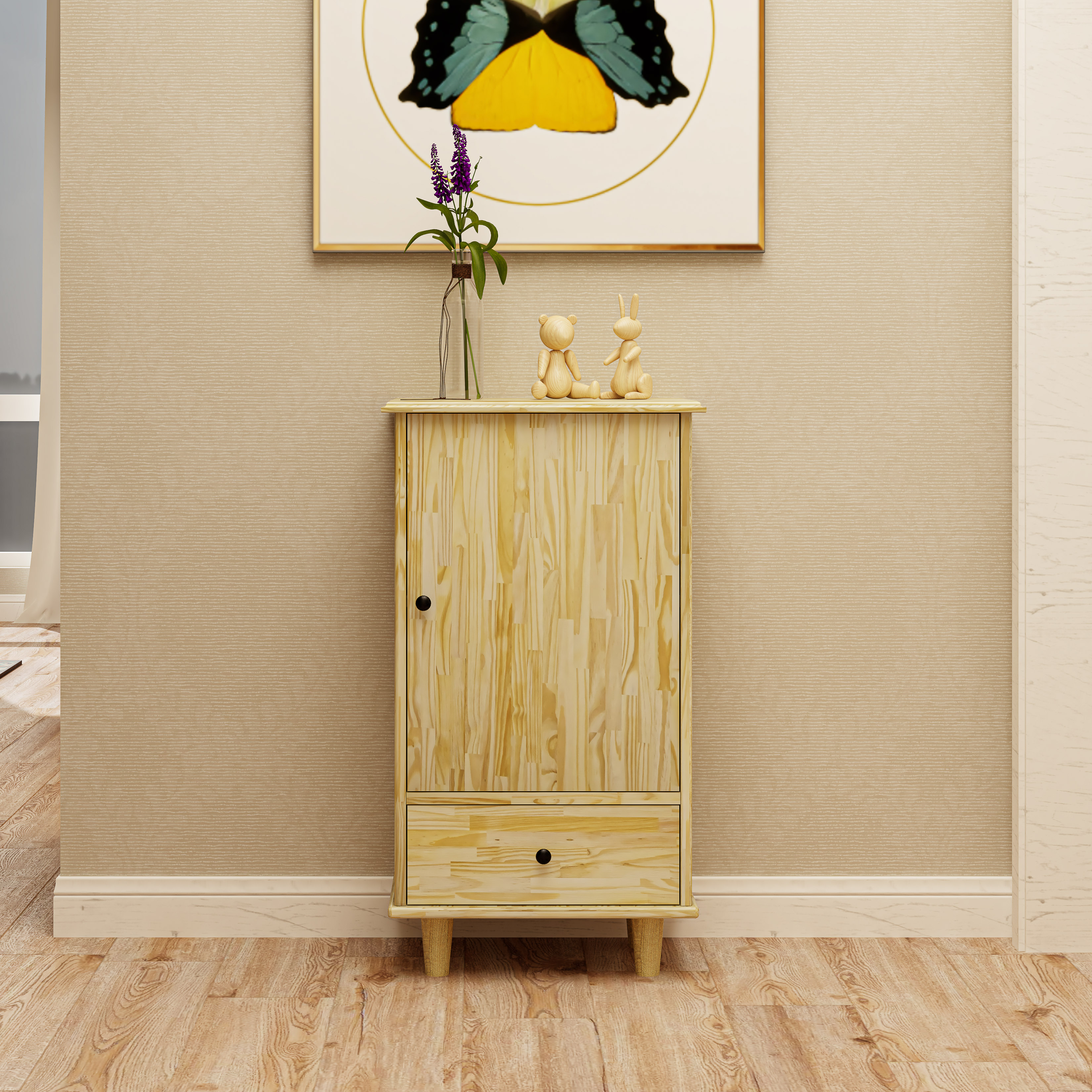 HAPPY FURNITURE , gỗ tự nhiên , Tủ lưu trữ 1 cửa mở - FARAH , TLT_012 , 50cm x 35cm x 90cm