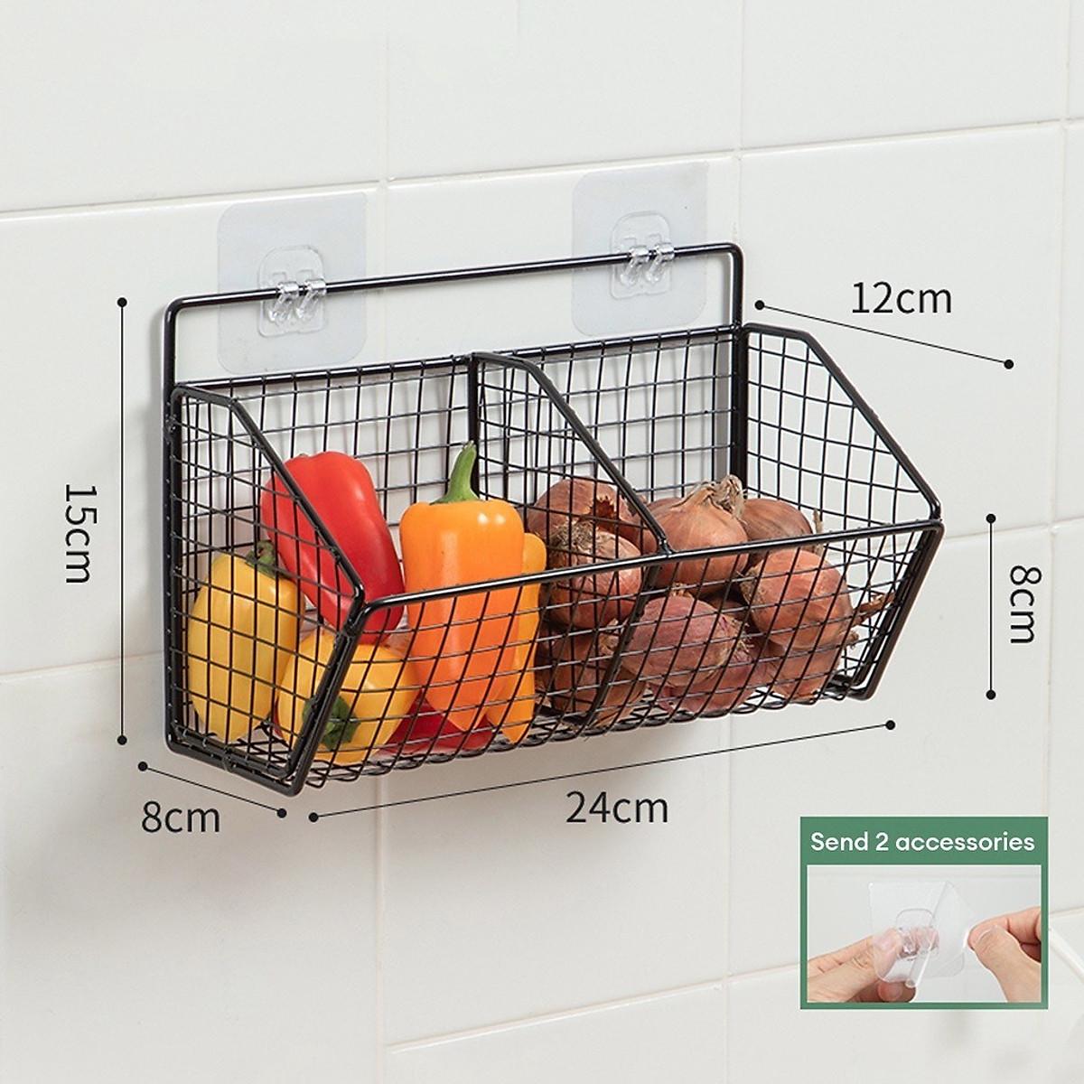 Kệ Lưới Đựng Gia Vị Dán Tường,Kệ Nhà Bếp, Đựng Hành Tỏi, Đồ Nhà Tắm... Tặng Kèm Miếng Dán Siêu Chắc Chắn