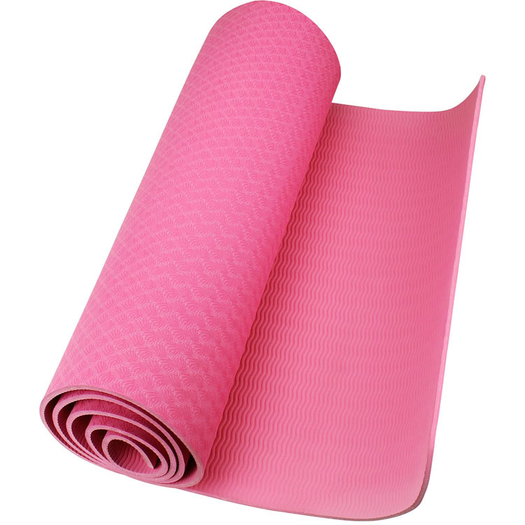 Thảm tập yoga TPE 1 lớp 6mm (Hồng) + Tặng túi đựng thảm và dây buộc thảm