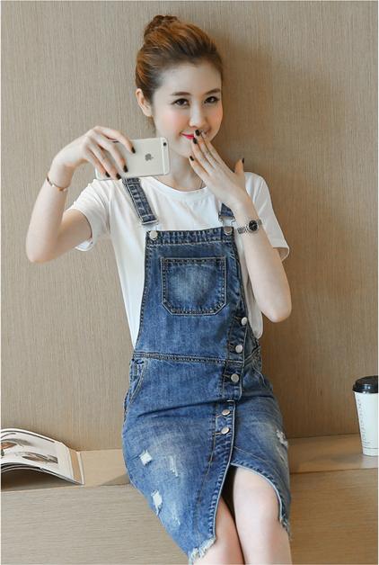 ĐẦM YẾM JEAN HÀNG NÚT XÉO D752DJ