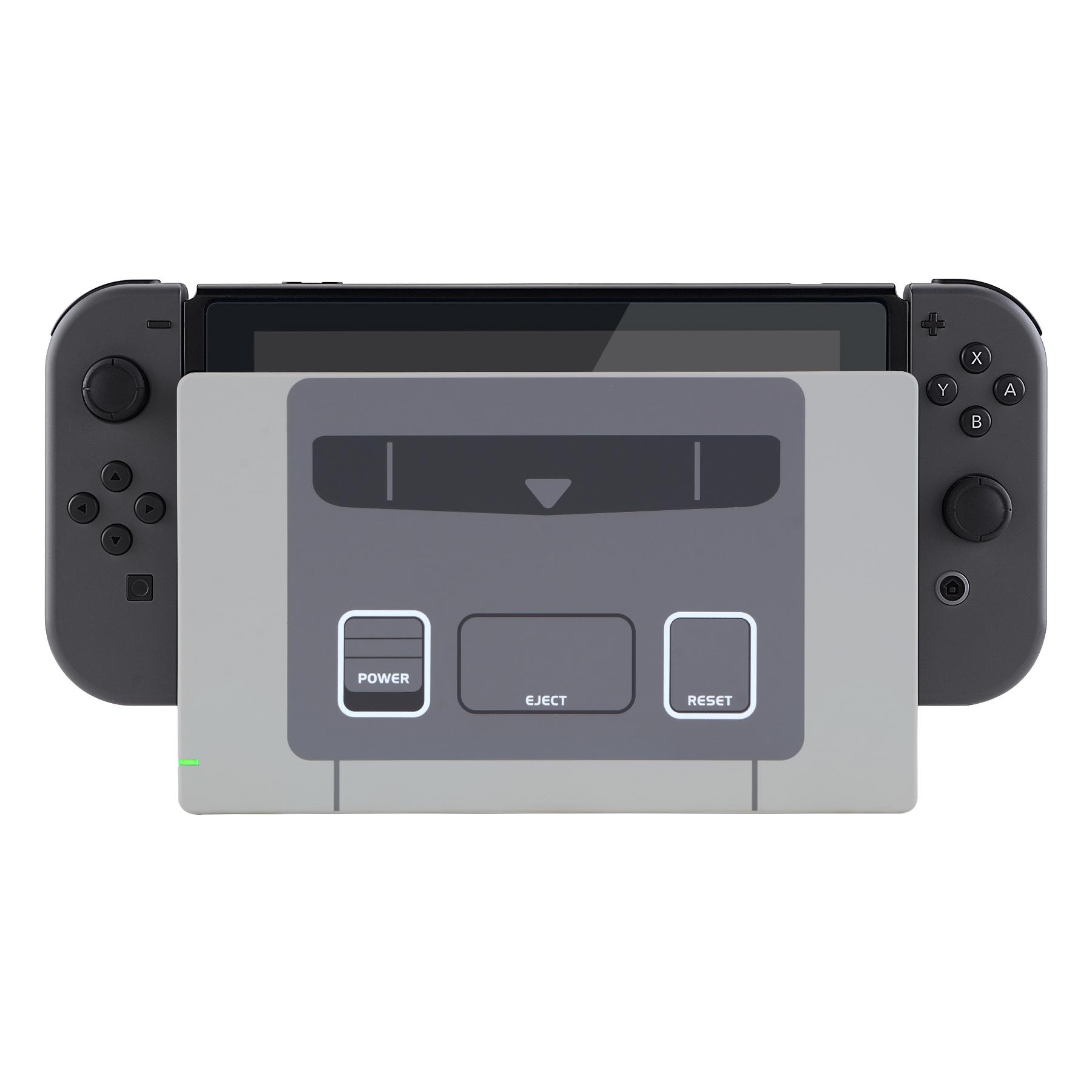 EXtremeRate SFC SNES Tấm mặt tùy chỉnh theo phong cách Châu Âu cổ điển, Báng cảm ứng mềm Vỏ vỏ thay thế tự làm cho Nintendo Switch Dock Màu sắc: SFC SNES Classic EU