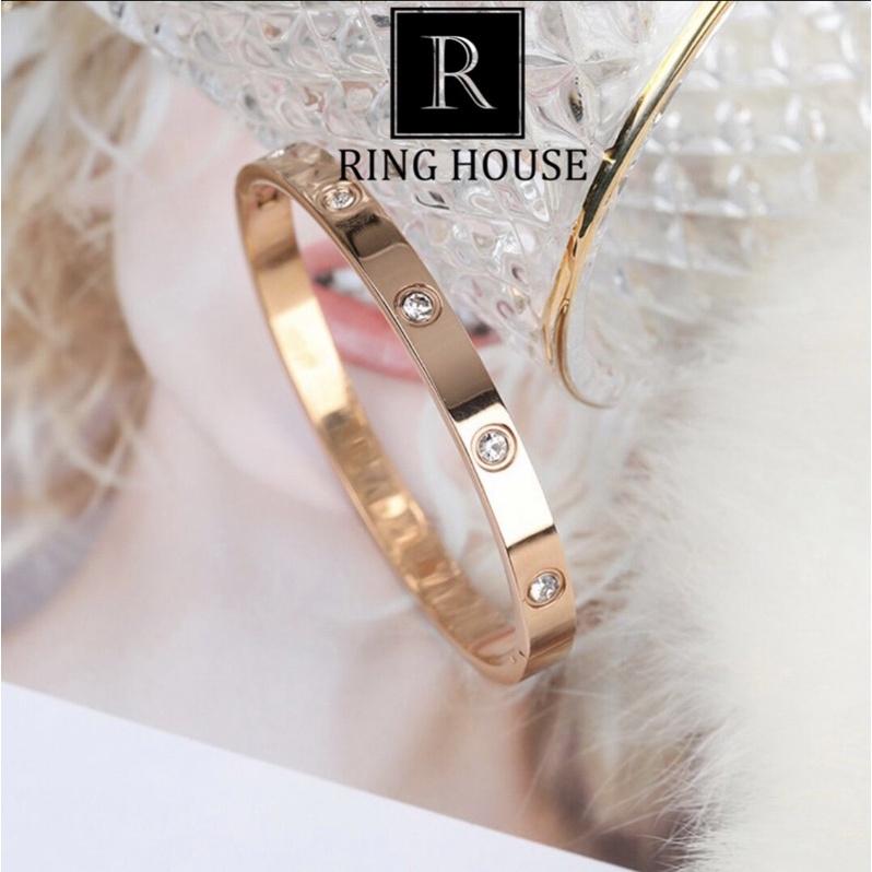 B5 Vòng Tay Nữ cuff Carti Đính Ngọc Titan Không Đen Sáng Đẹp Ring House