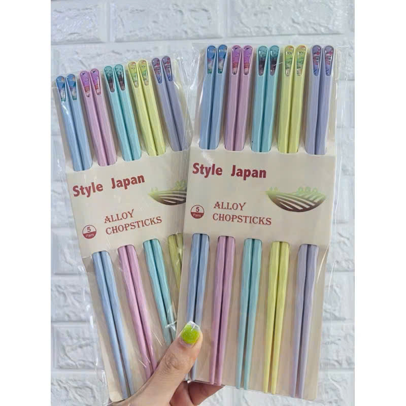 Set 5 Đôi Đũa Ăn Kiểu Nhật Bản – Chống Trượt, Kháng Khuẩn, Chịu Nhiệt – Nhiều Màu Cao Cấp - HÀNG CHÍNH HÃNG MINIIN